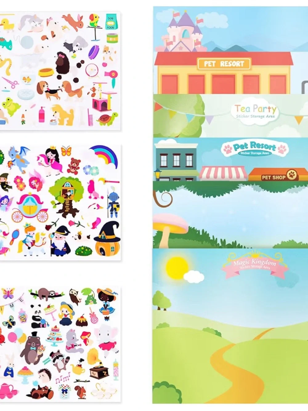 3-Scene Reusable Sticker Book No Glue No Mess - For Toddler Children Boy Girls